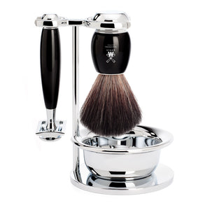 MÜHLE Rasierset VIVO - Black Fibre - 4-teilig - Edelharz Schwarz