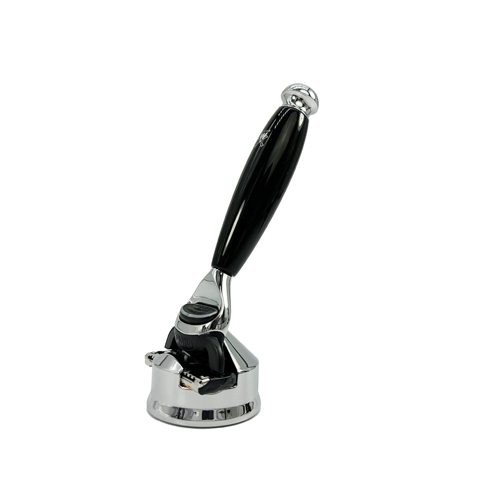 MÜHLE Edelharz Rasierer Schwarz mit Rasierer-Halter