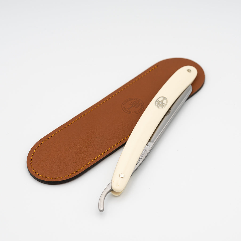 Böker Rasiermesser Stecketui, hellbraunes Ziegenleder günstig im Rasurshop kaufen