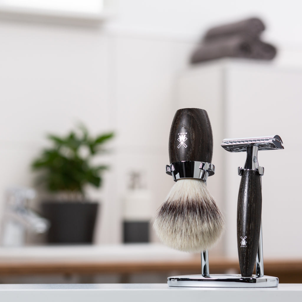 MÜHLE Kosmo Mooreiche 3 teiliges Rasierset im Bad