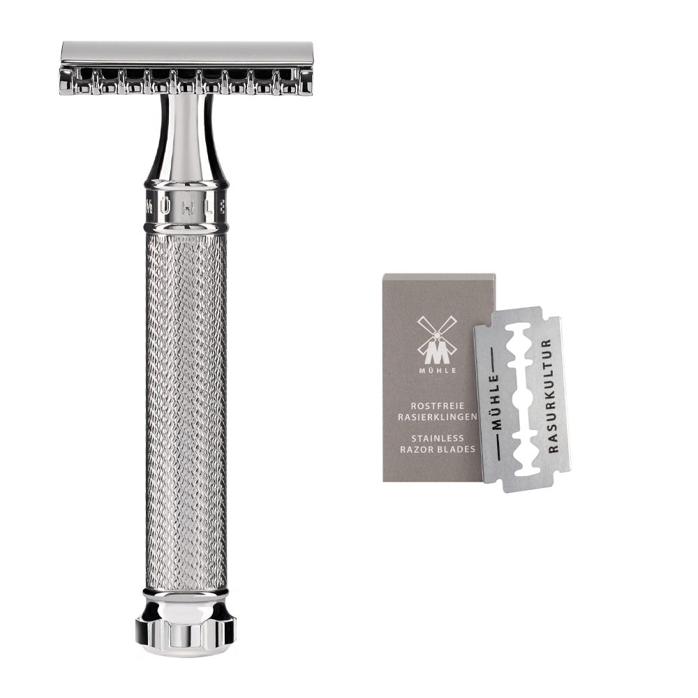 MÜHLE Rasierhobel R41 TWIST - offener Kamm - Griffmaterial Metall verchromt