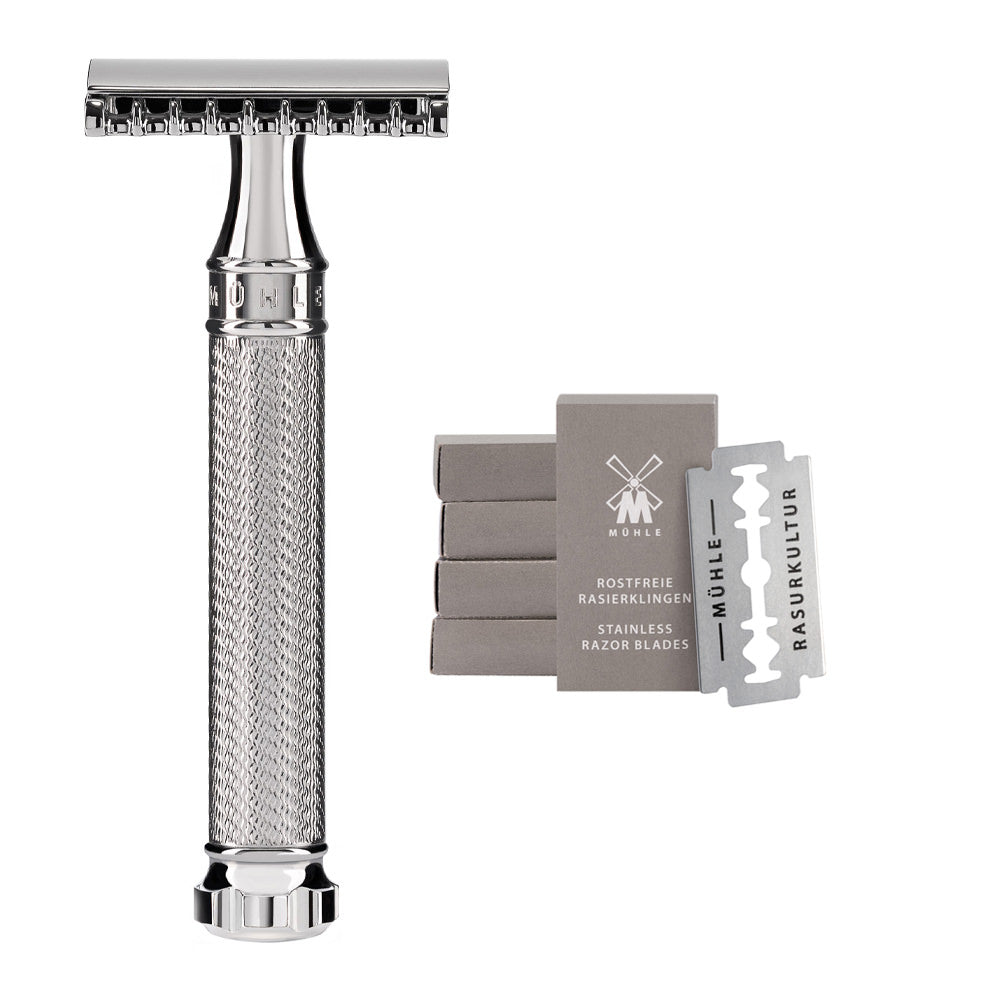 MÜHLE Rasierhobel R41 TWIST - offener Kamm - Griffmaterial Metall verchromt