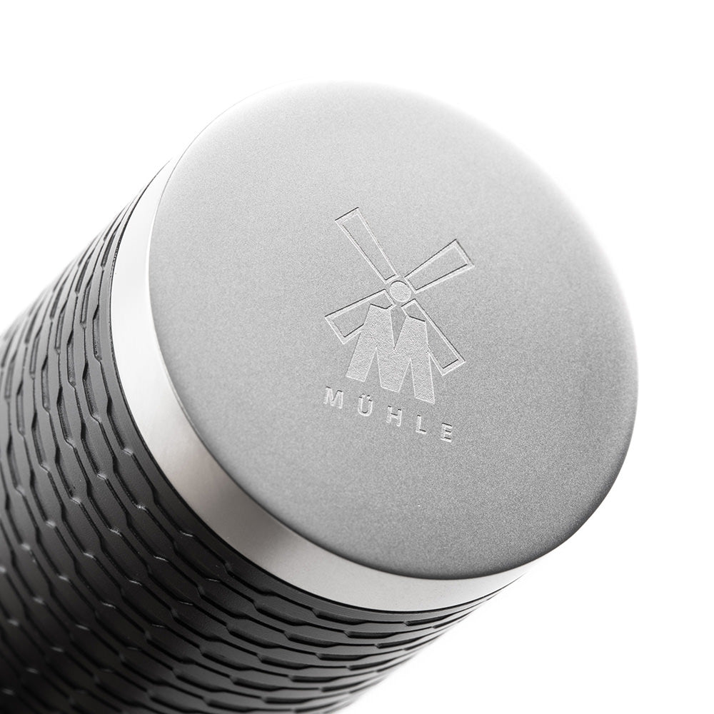 MÜHLE Rasierpinsel ROCCA - Griff Edelstahl Schwarz