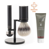MÜHLE Rocca Edelstahl Schwarz Rasierset inkl. Rasiercreme
