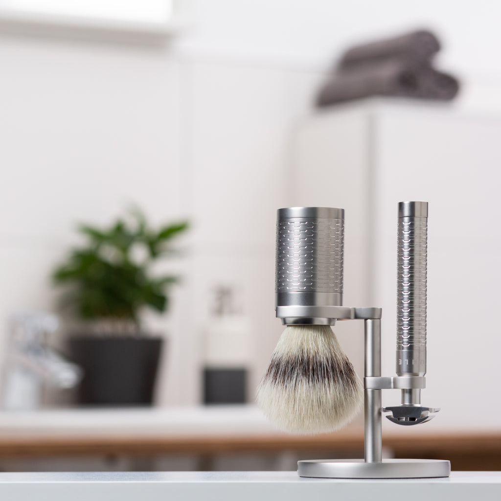 MÜHLE Rocca Edelstahl Rasierset im Bad