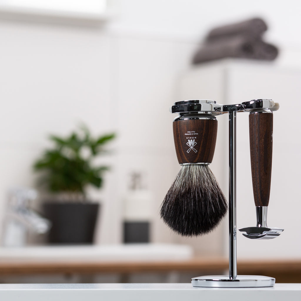 MÜHLE Rytmo Esche gedämpft Rasierset 3 teilig im Bad