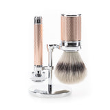 MÜHLE Traditional 3 teiliges Rasierset Rot vergoldet