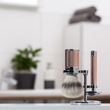 MÜHLE Traditional 3 teiliges Rasierset Rot vergoldet im Badezimmer