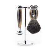MÜHLE Vivo 3 teiliges Rasierset Edelharz Hornbraun