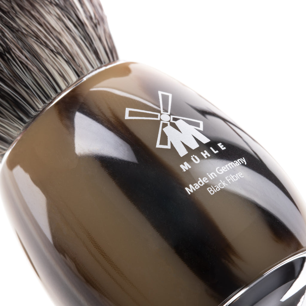 MÜHLE Vivo Rasierpinsel Edelharz Hornbraun Detail